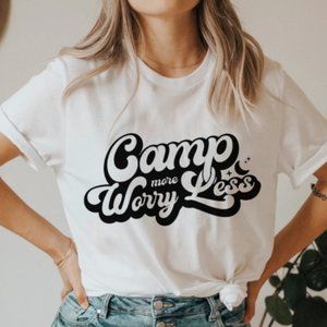 Camp More Worry Less Summer Camping Custom Tee Shirt